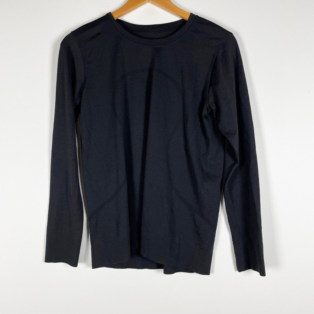 Lululemon Women's Run Swiftly Tech Crew Neck Long Sleeve Tee Shirt Black 10